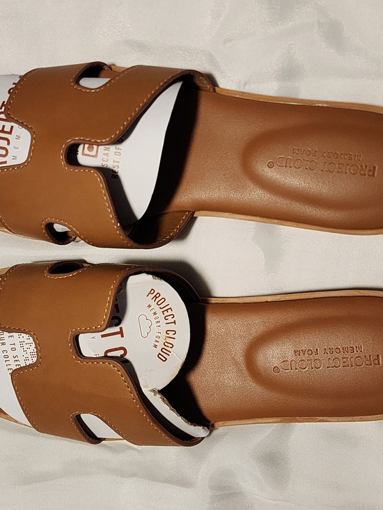 Project Cloud Shoes - Project Cloud Tan Slide Sandals for Women